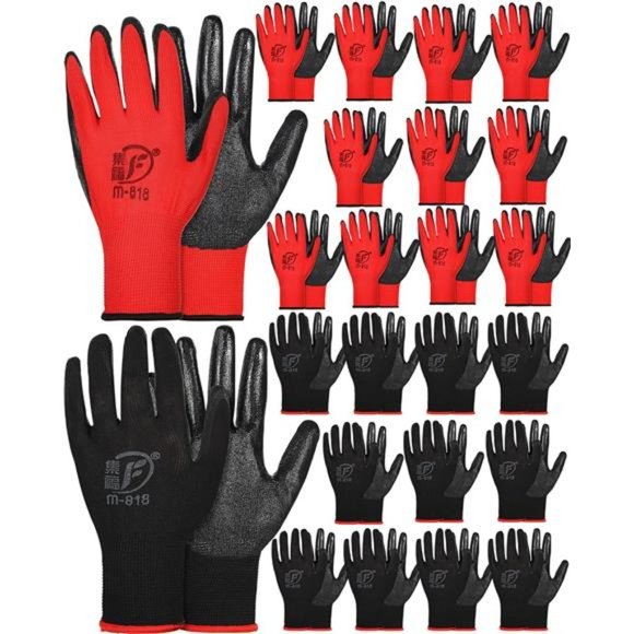 24 Pairs Gardening Gloves Rubber Coated Gloves For Safety Work Construction - Picture 1 of 7